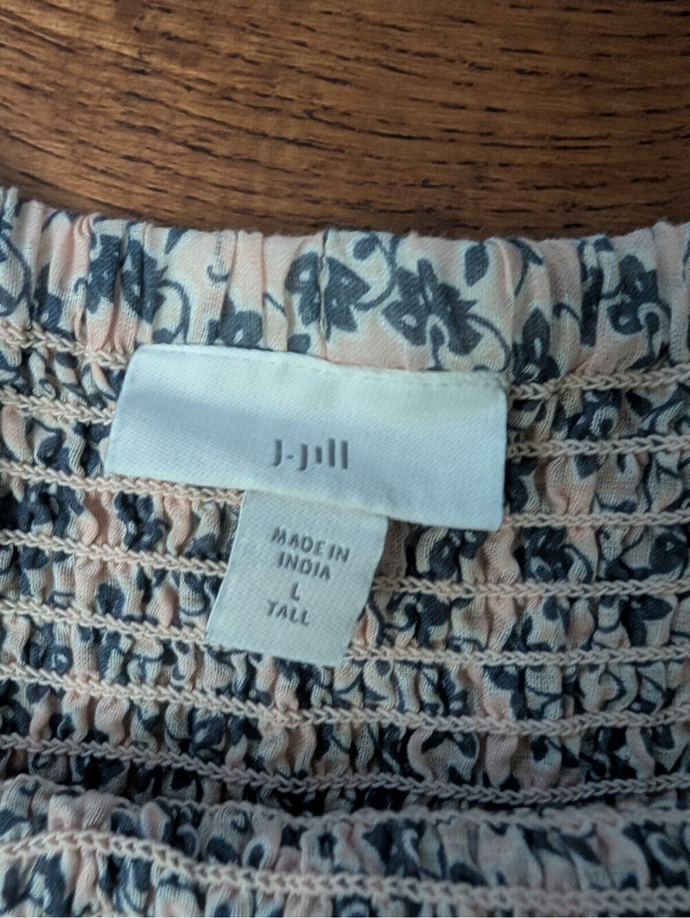 J Jill Maxi Skirt Smocked Elastic Waist Floral Blue Yellow Size Large TALL - Picture 5 of 6